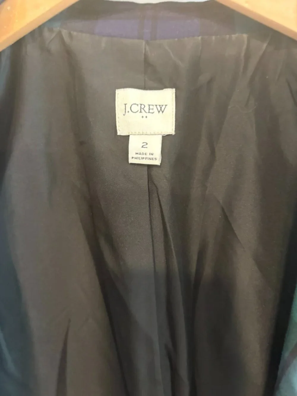 J.Crew Black Watch Tartan Plaid One Button Blazer Jacket Size 2